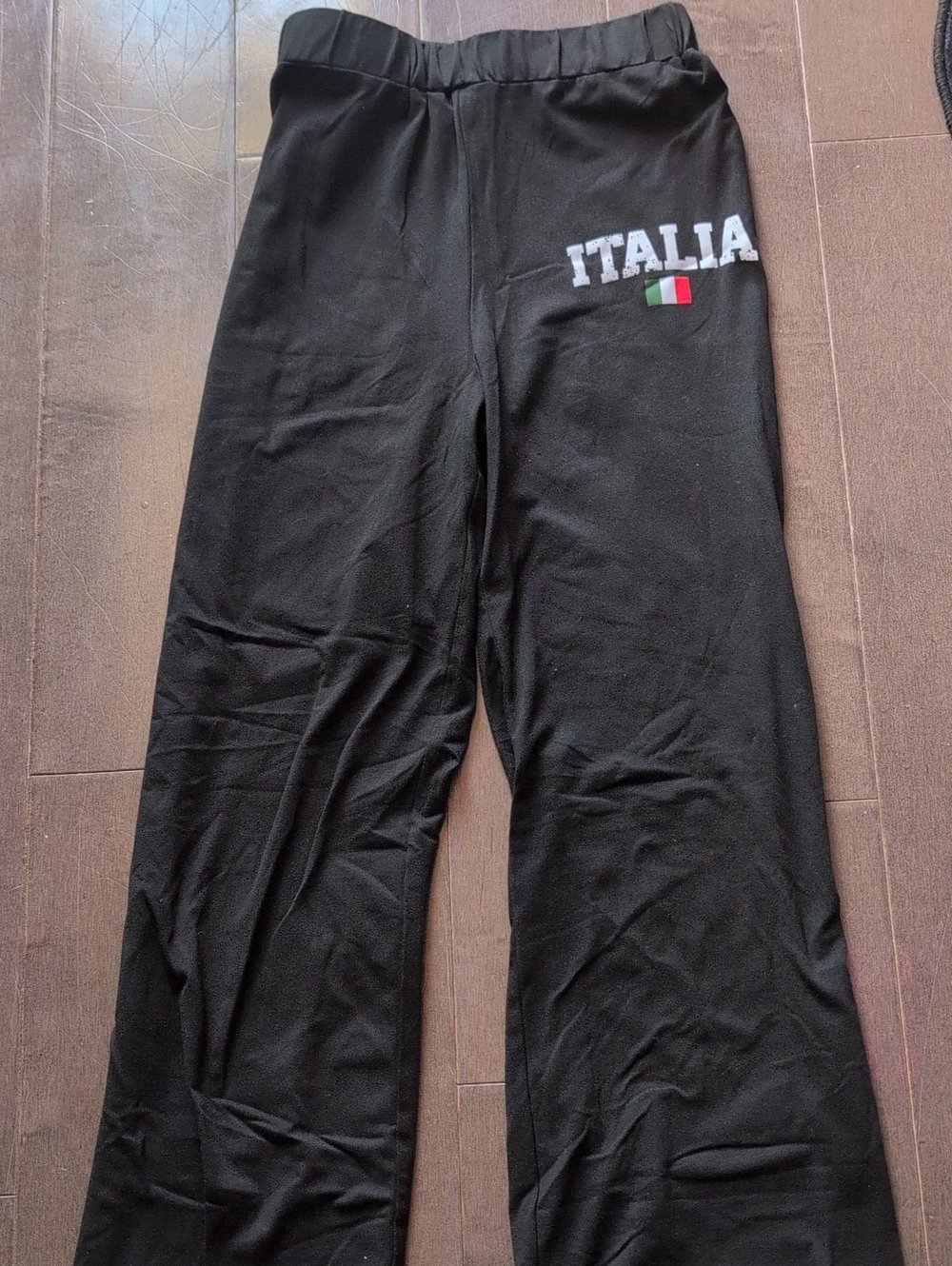 Armani Exchange Women's Black Track Pants with Italia Graphic
